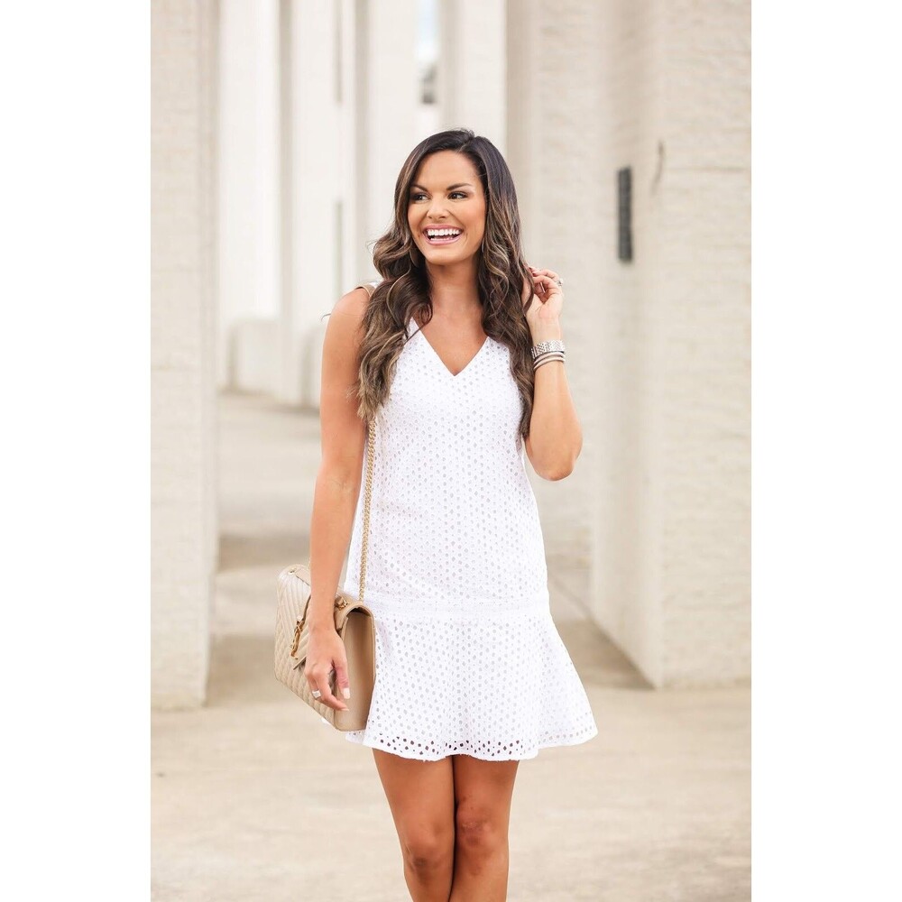 BANANA REPUBLIC EYELET DROP WAIST DRESS 2 NWOT 100% Cotton
